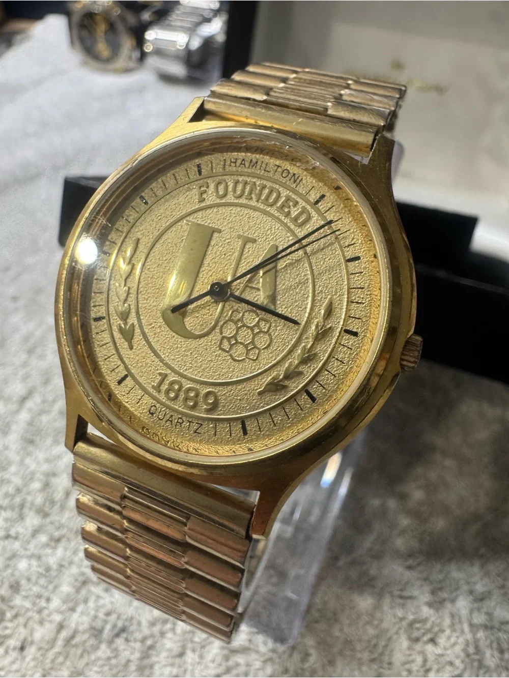 #198 Hamilton Gold-Tone Men’s Watch with Emblem Dial